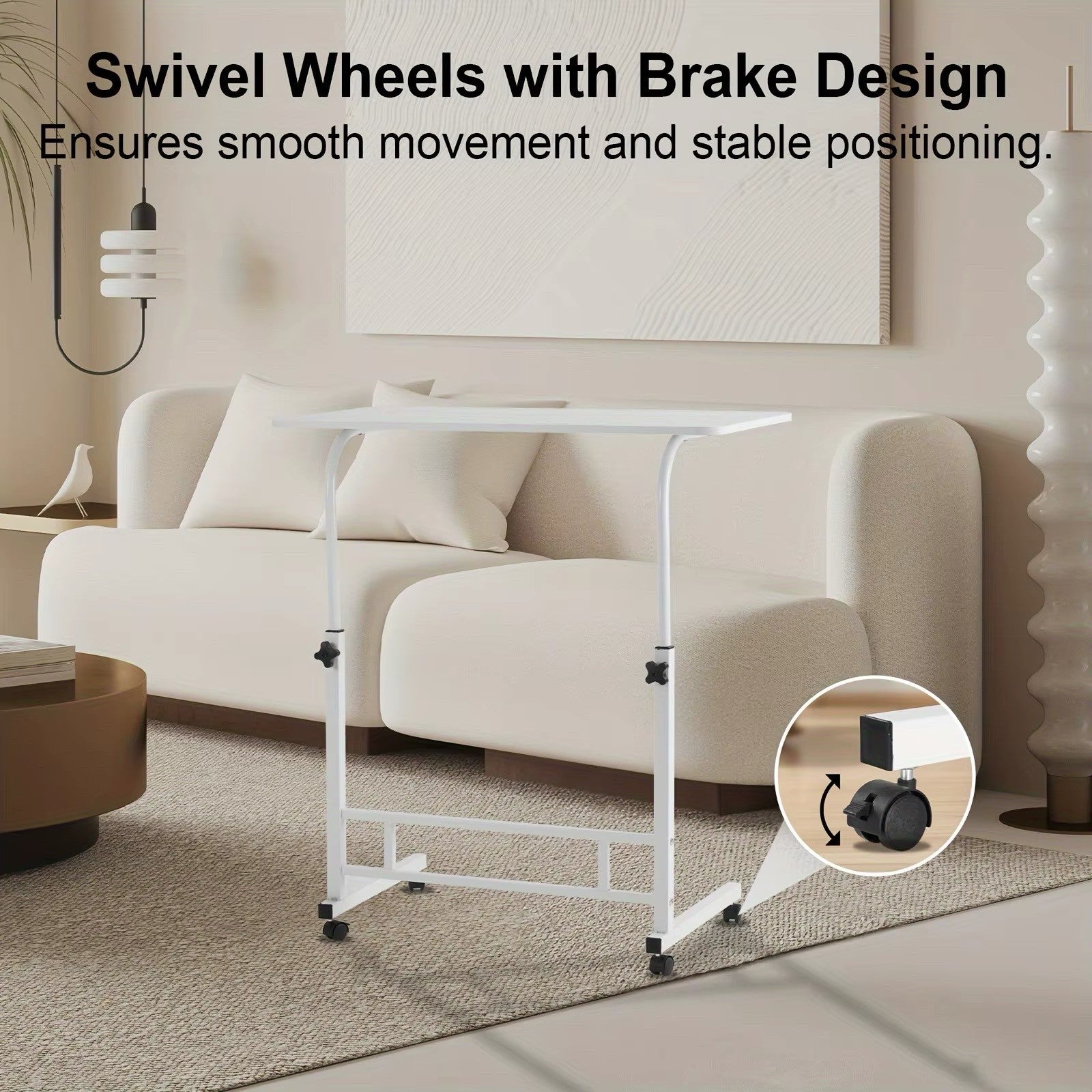 Standing Desk Adjustable Height Mobile Computer Desk with Universal Wheel