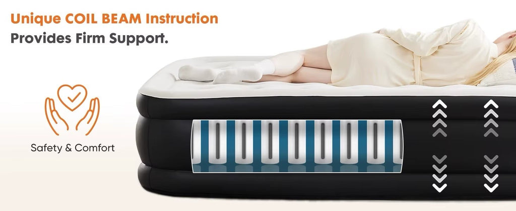 Queen Twin Size Air Mattress Blow Up Double Height Non-Slip Bottom 80"x60"x16"