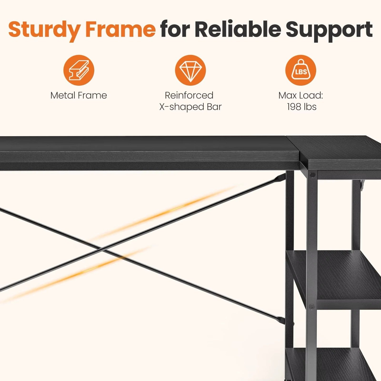 JHK L Shaped Desk 47 Inch Computer Desk Gaming Furniture Corner Desks