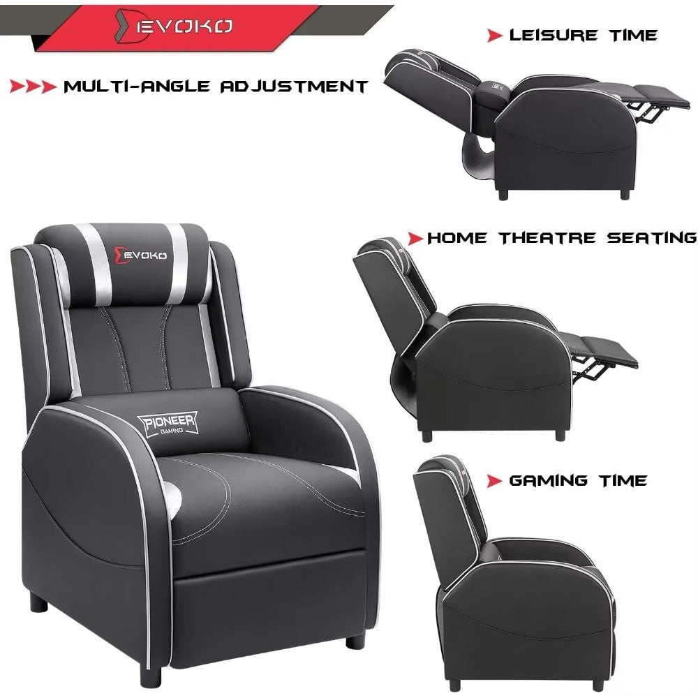 Modern PU Leather Gaming Recliner for Home Theater, Single Sofa Recliner Chair