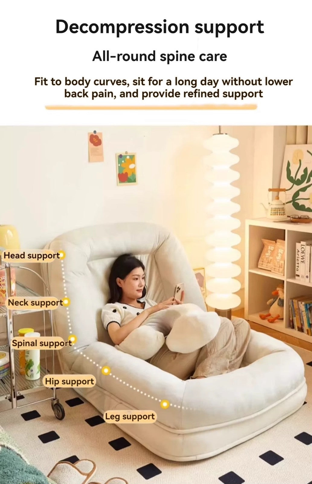 Foldable Lazy sofa, can lie down and sleep, Made for Living Room and Bedroom