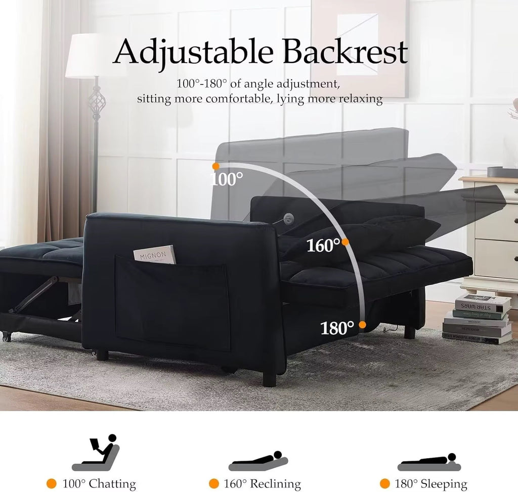 Modern 3 in 1 Convertible Sleeper Sofa Couch Bed with USB