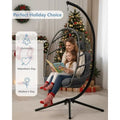 Outdoor Egg Chair with Stand, Indoor Wicker Hanging Egg Swing Chair with Cushion