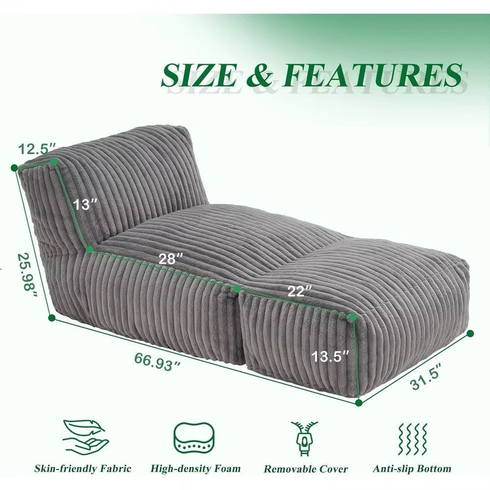 Comfortable Grey Striped Memory Foam Lounge Chair for Living Room and Bedroom