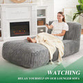 Comfortable Grey Striped Memory Foam Lounge Chair for Living Room and Bedroom