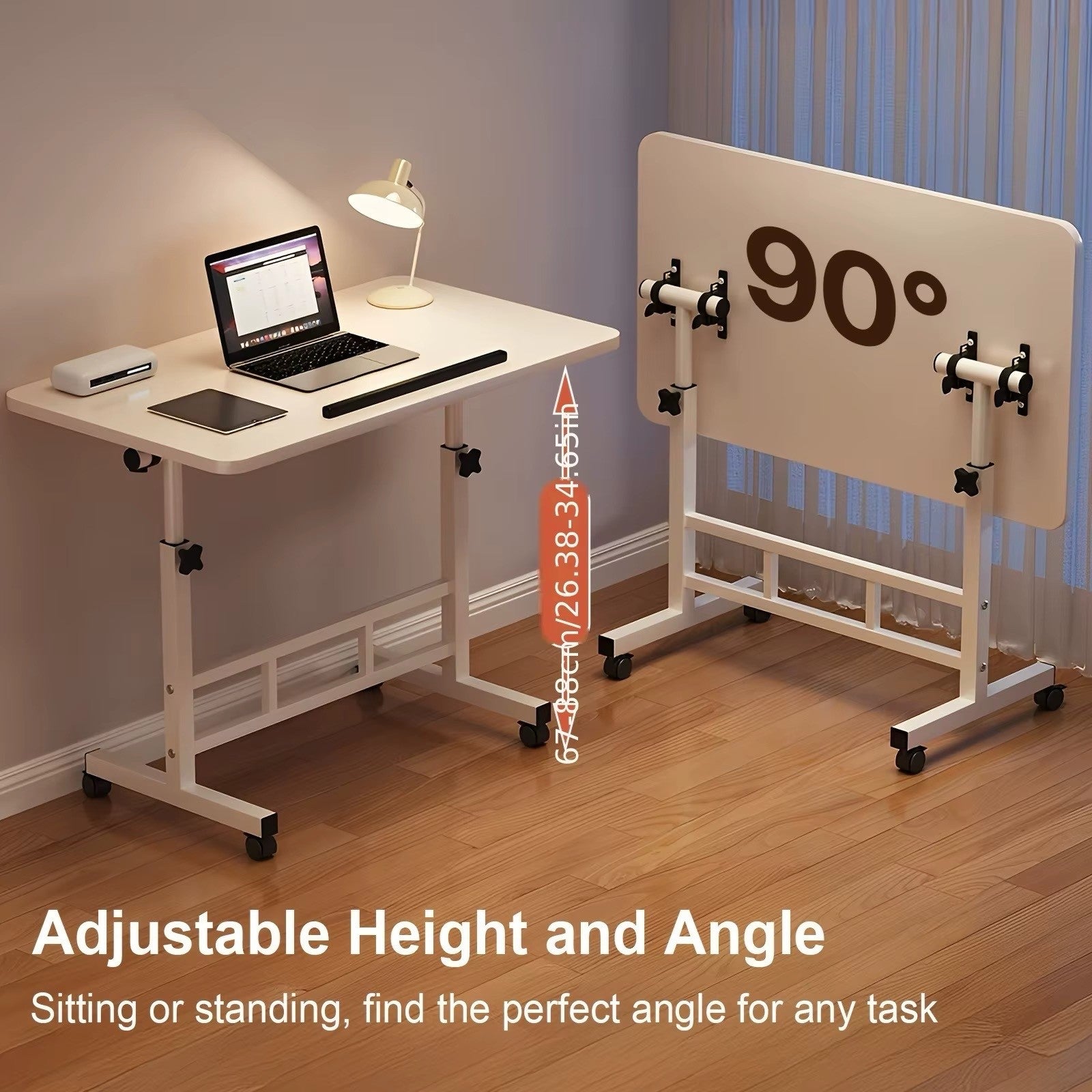 Standing Desk Adjustable Height Mobile Computer Desk with Universal Wheel