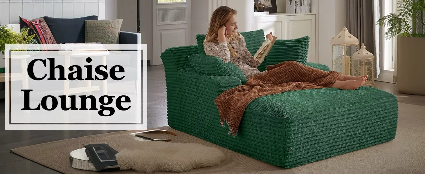 Oversized Chaise Lounge Chair with 3 Comfy Pillows for Living Room Bedroom