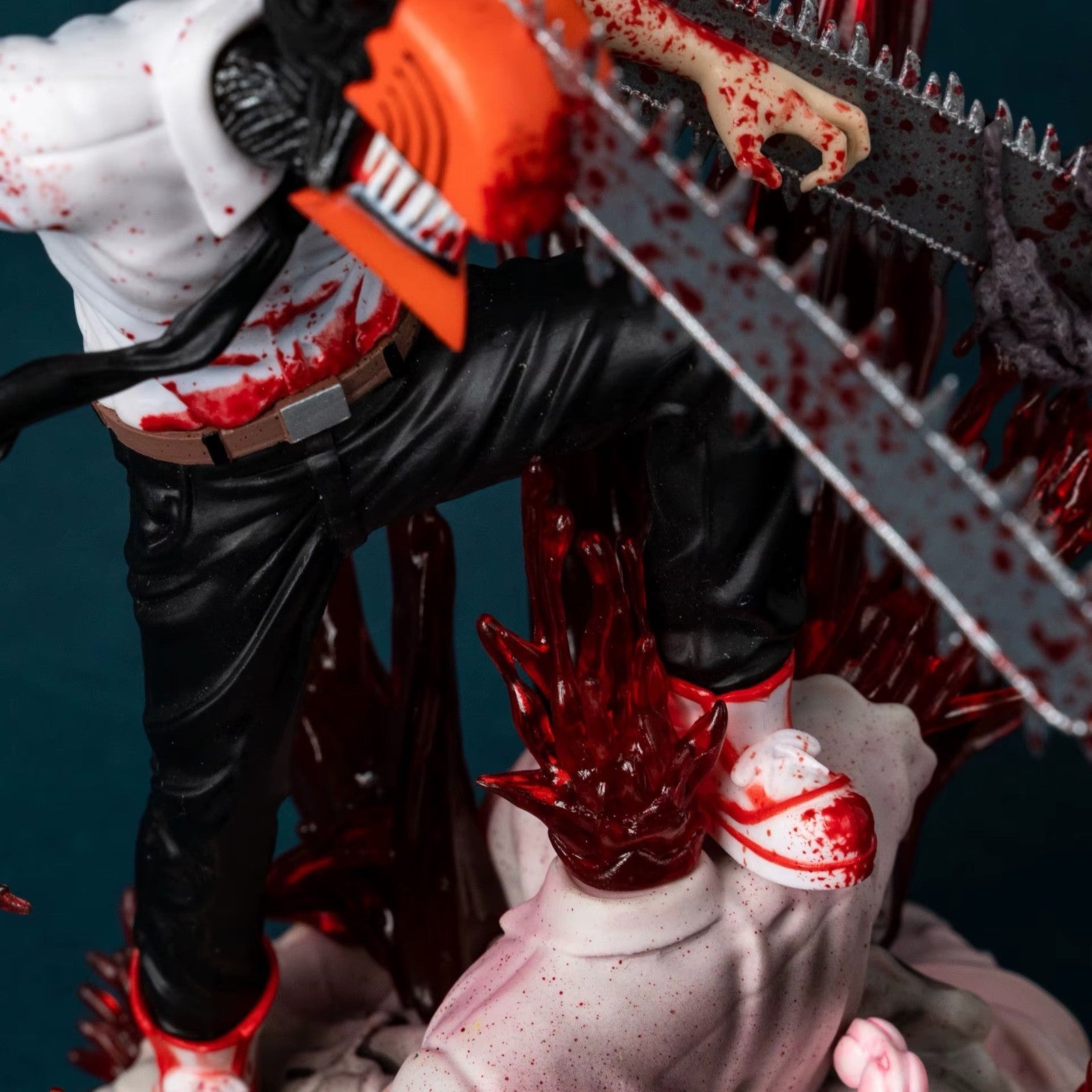 Large 29cm Chainsaw Man Denji Pochita Battle Scene Anime Figure Model Statue
