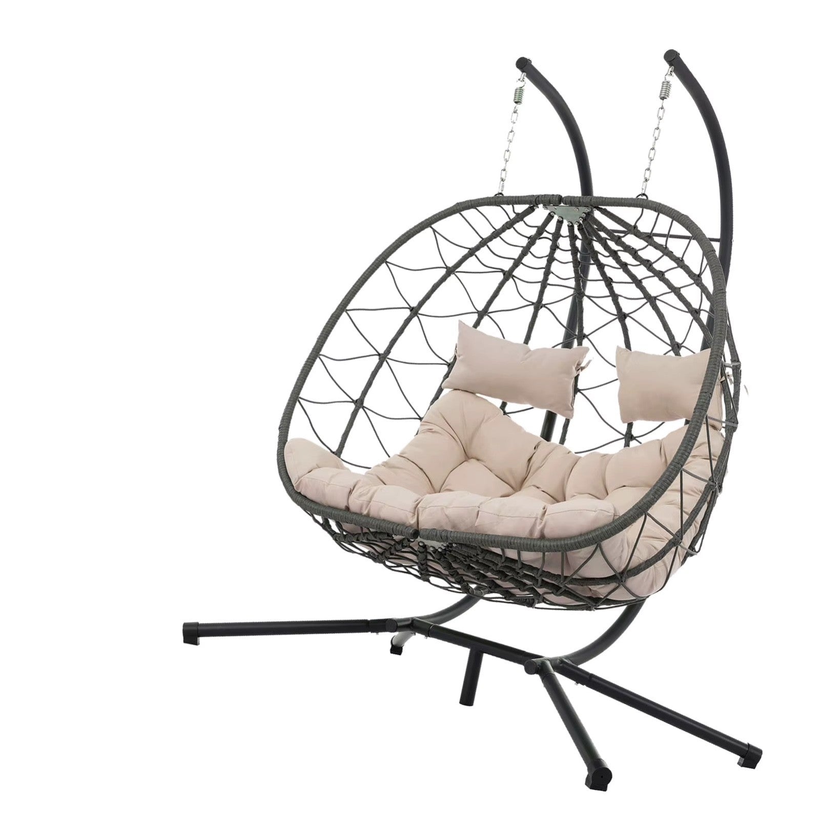 NEW Egg Swing Chair with Stand Cushion Strong Load Bearing 2 Person Hanging Wick