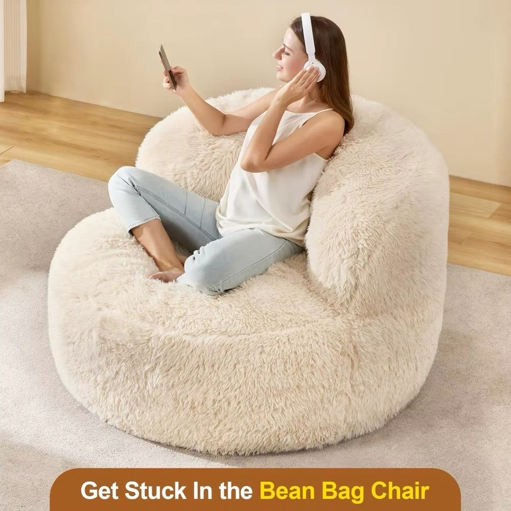 Large, Fluffy Adult Lounge Chair with Foam Filling - Luxury Furniture