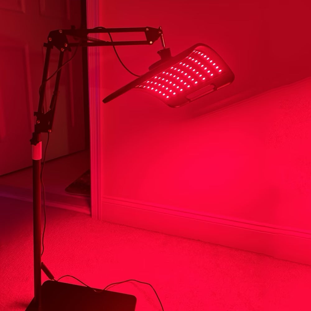 Red Light Therapy Lamp Featuring an Infrared Light Therapy Pad with a Stand.
