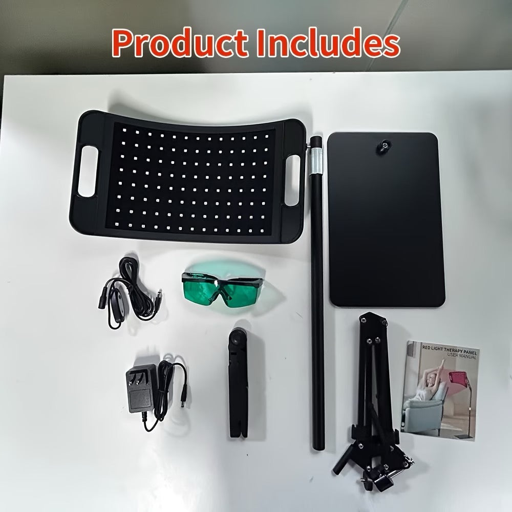 Red Light Therapy Lamp Featuring an Infrared Light Therapy Pad with a Stand.