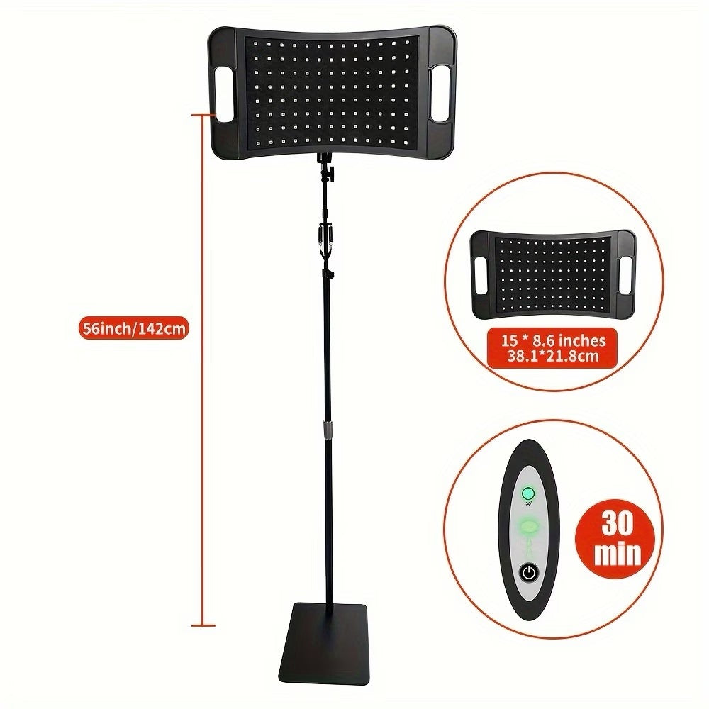 Red Light Therapy Lamp Featuring an Infrared Light Therapy Pad with a Stand.