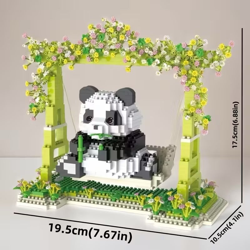 1008pcs Cute Panda Swing Building Block Set