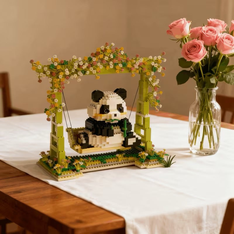 1008pcs Cute Panda Swing Building Block Set