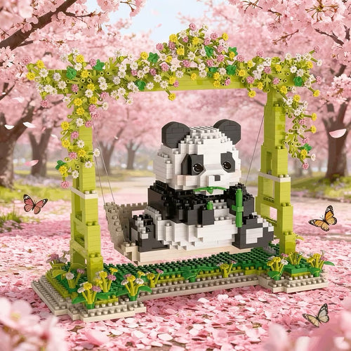 1008pcs Cute Panda Swing Building Block Set