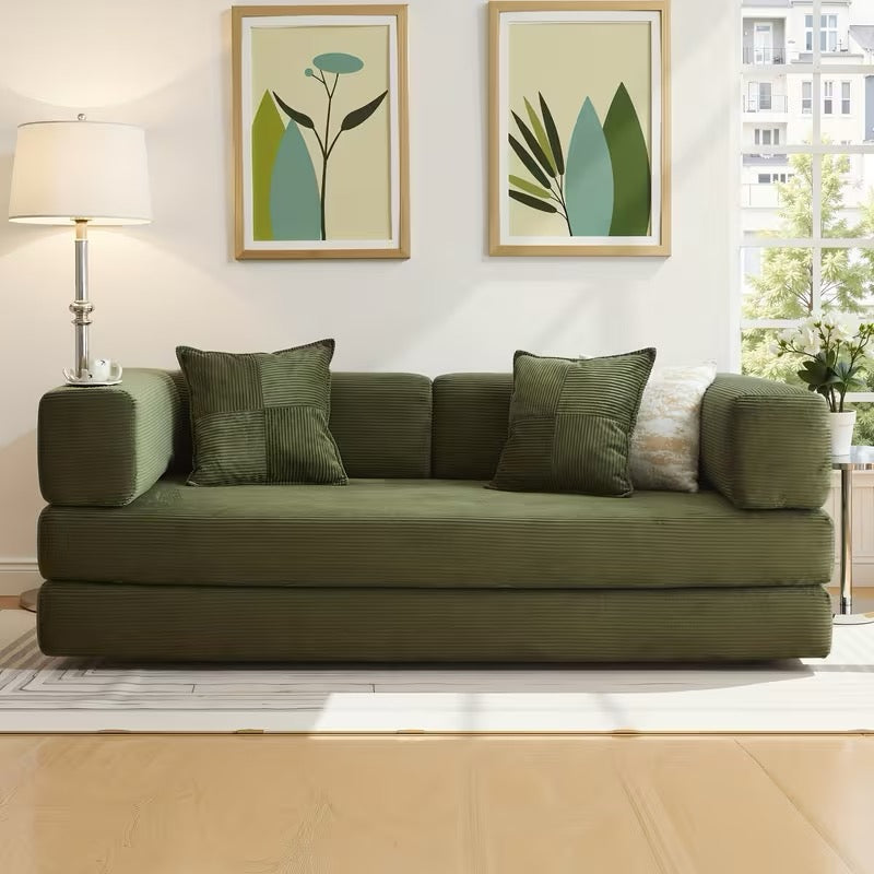 4-in-1 Foldable Sofa Bed, Memory Foam Couch with Pillow Back