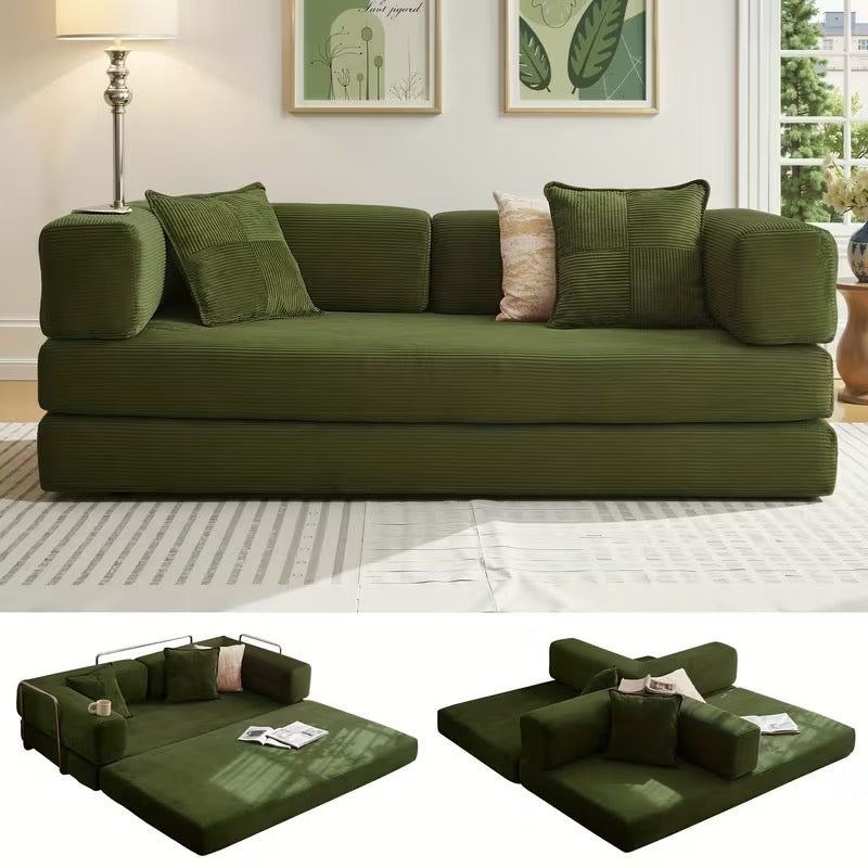 4-in-1 Foldable Sofa Bed, Memory Foam Couch with Pillow Back