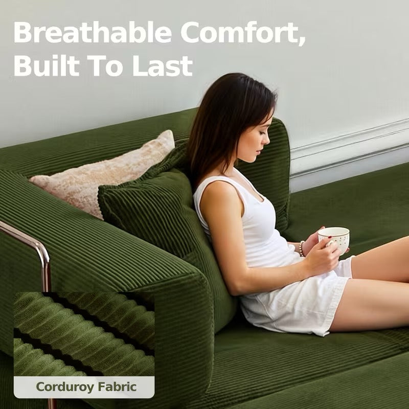 4-in-1 Foldable Sofa Bed, Memory Foam Couch with Pillow Back