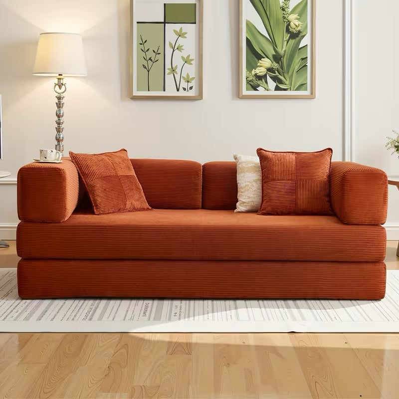 4-in-1 Foldable Sofa Bed, Memory Foam Couch with Pillow Back