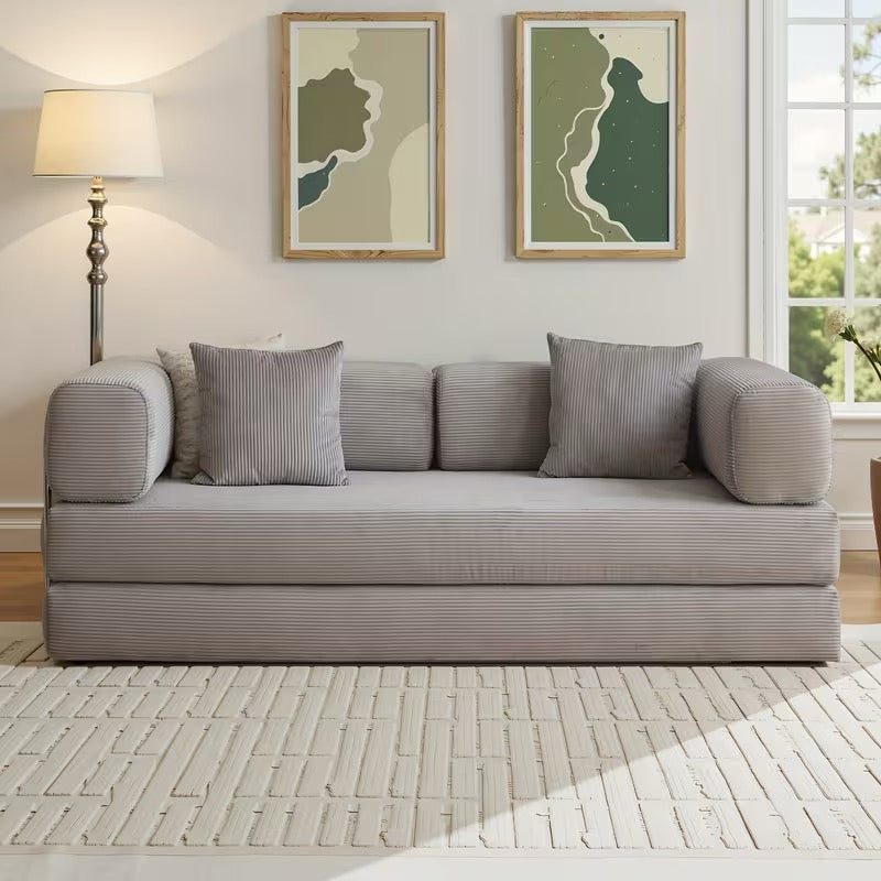 4-in-1 Foldable Sofa Bed, Memory Foam Couch with Pillow Back