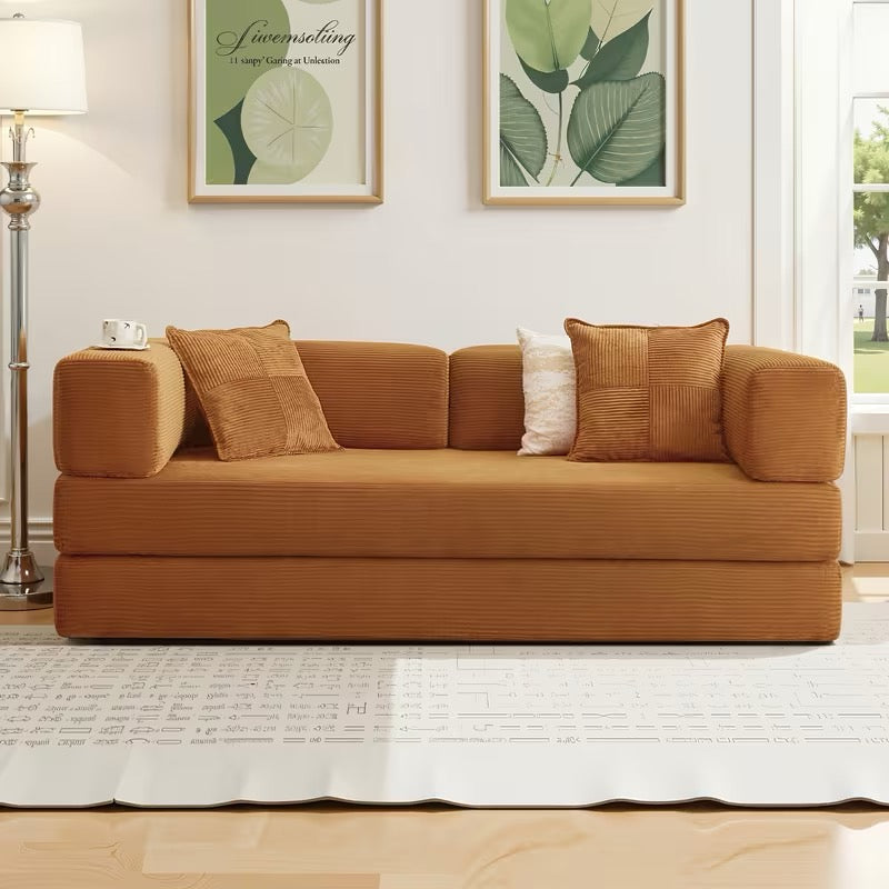 4-in-1 Foldable Sofa Bed, Memory Foam Couch with Pillow Back