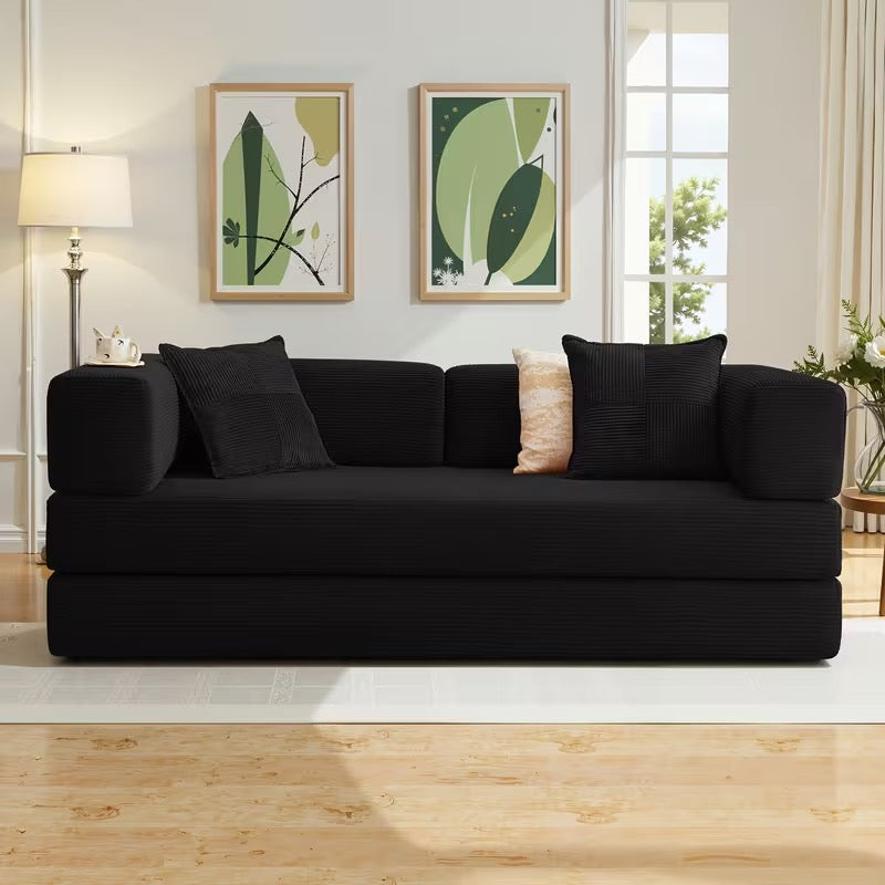 4-in-1 Foldable Sofa Bed, Memory Foam Couch with Pillow Back