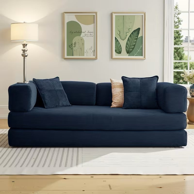 4-in-1 Foldable Sofa Bed, Memory Foam Couch with Pillow Back