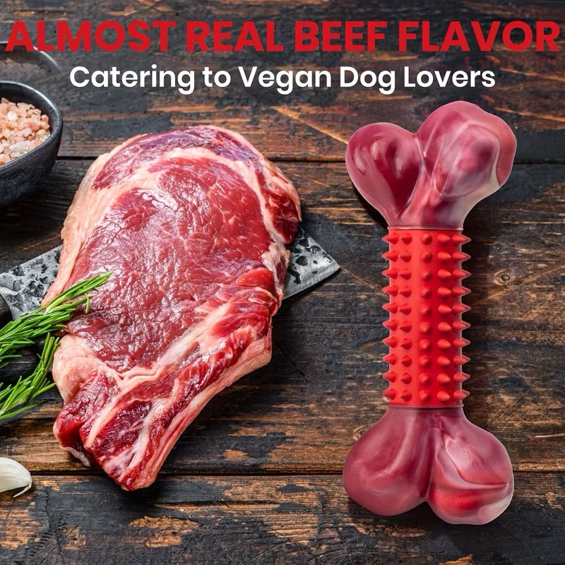 Ultra-Tough Dog Toy For Aggressive Chewers, Beef or Peanut Butter Flavored