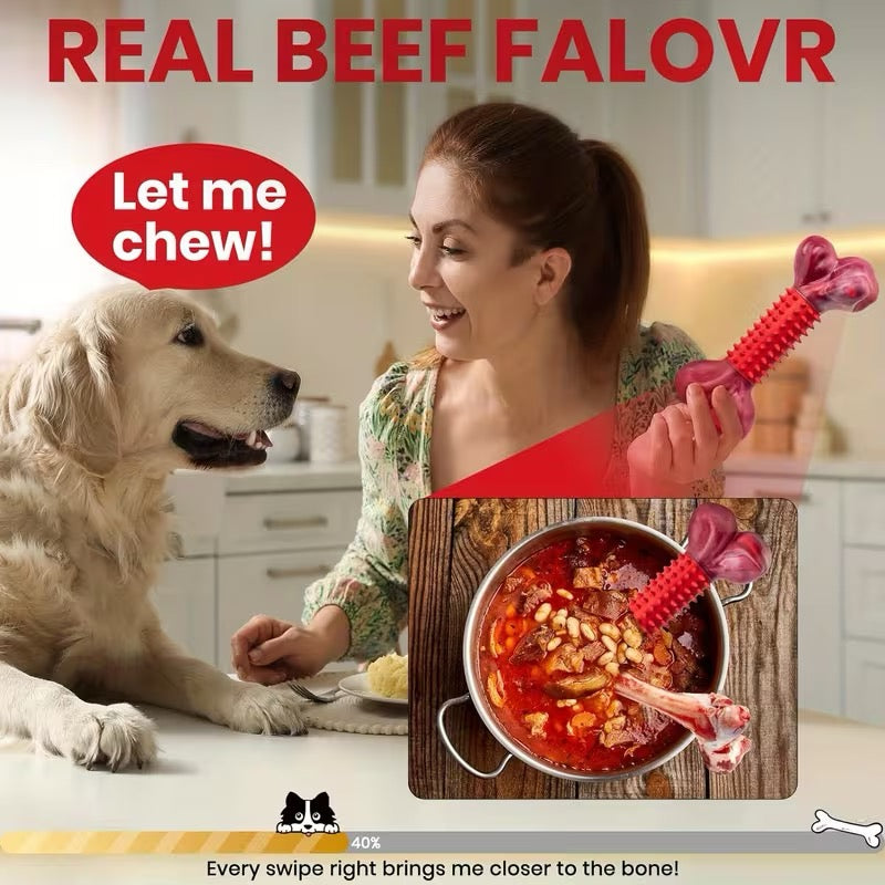 Ultra-Tough Dog Toy For Aggressive Chewers, Beef or Peanut Butter Flavored