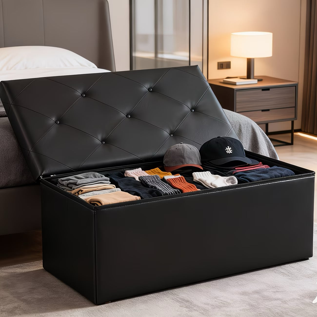 Multi-Functional Ottoman with Storage Bench