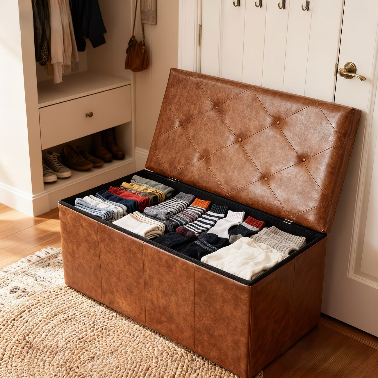 Multi-Functional Ottoman with Storage Bench