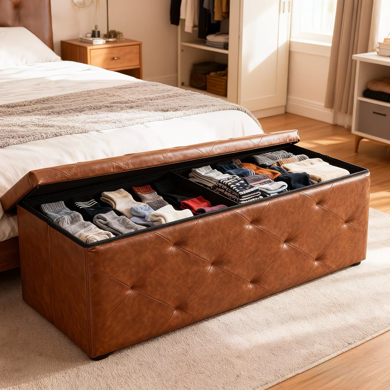 Multi-Functional Ottoman with Storage Bench