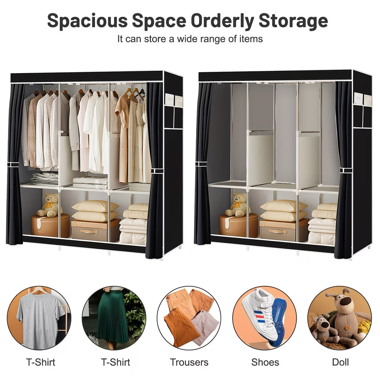 Portable Freestanding Wardrobe Closet Organizer