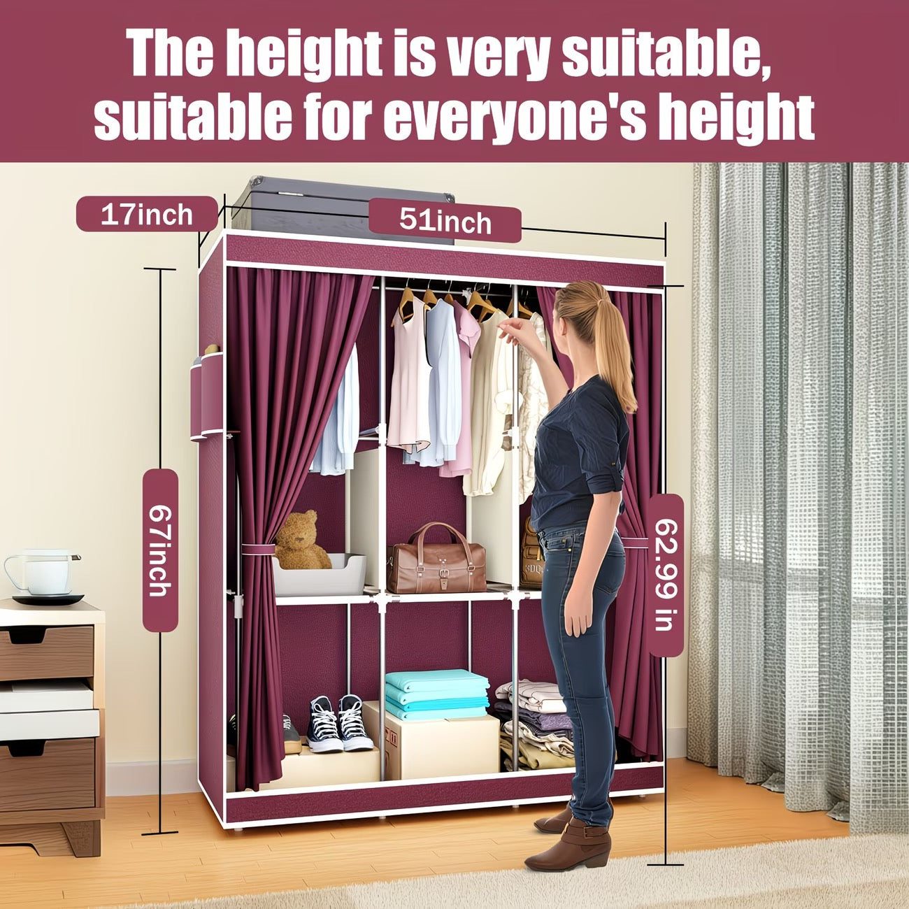 Portable Freestanding Wardrobe Closet Organizer
