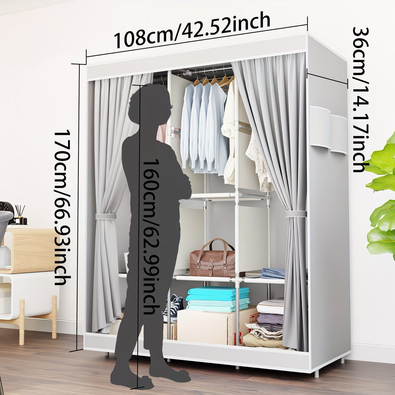 Portable Freestanding Wardrobe Closet Organizer