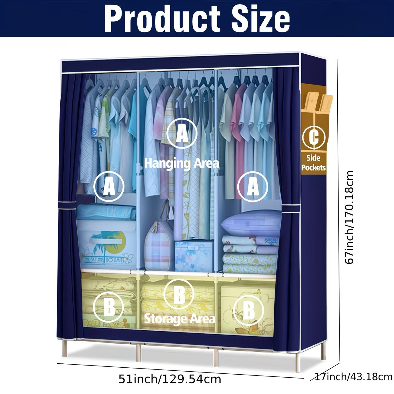 Portable Freestanding Wardrobe Closet Organizer