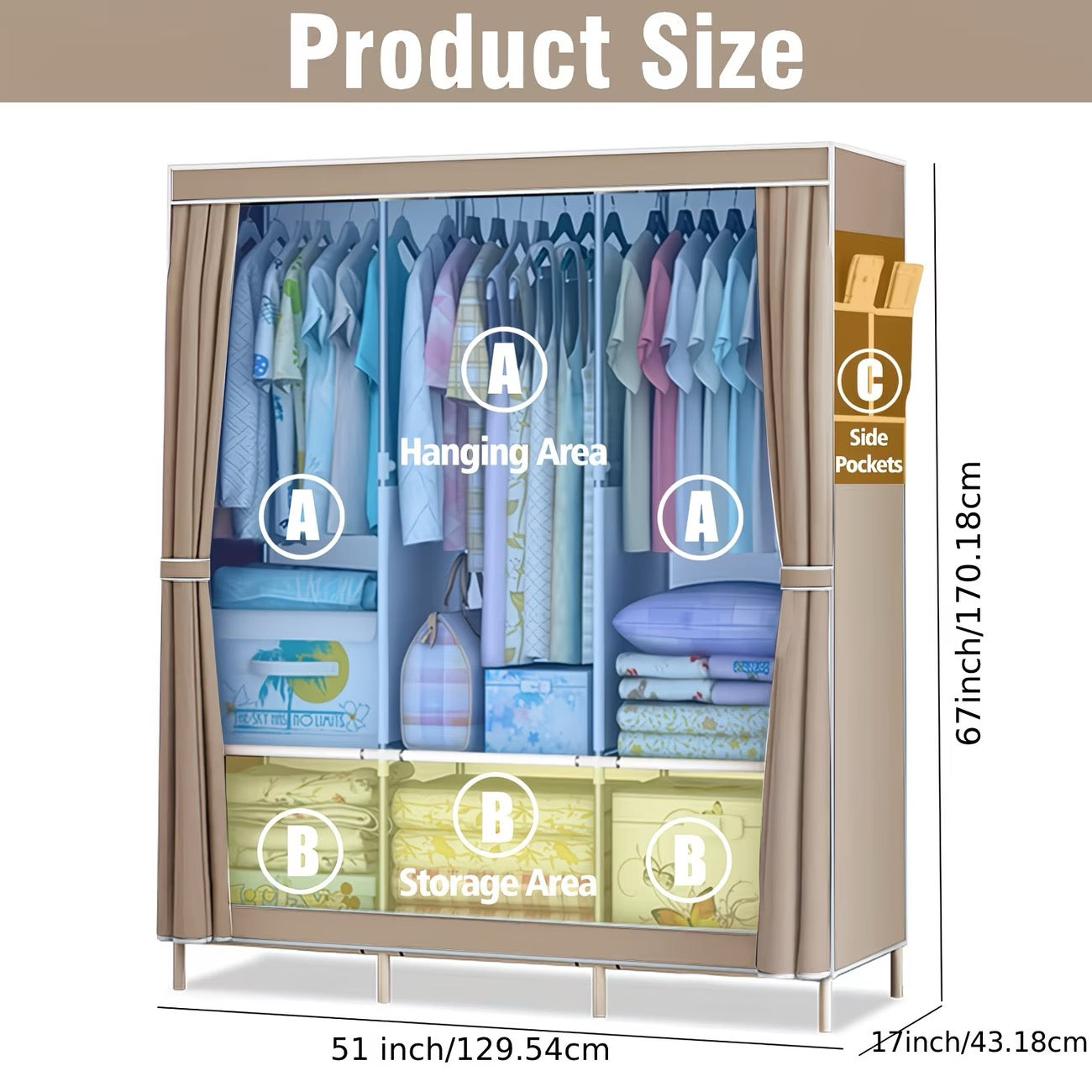 Portable Freestanding Wardrobe Closet Organizer