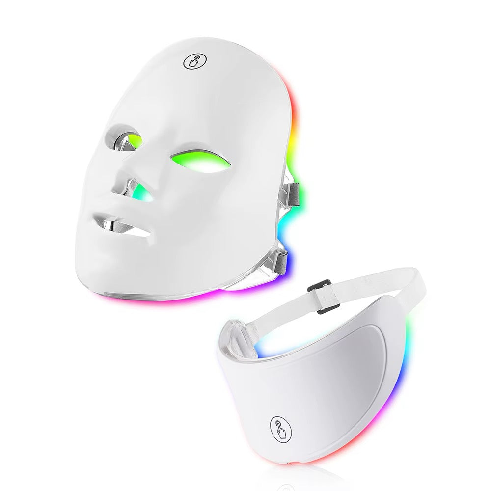 7 Colors Led Light Therapy Facial/Neck Mask for Skin Tightening and Anti-Aging