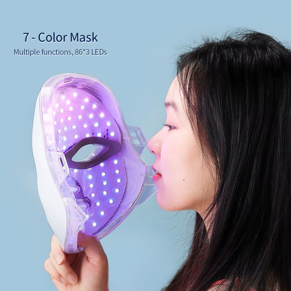 7 Colors Led Light Therapy Facial/Neck Mask for Skin Tightening and Anti-Aging