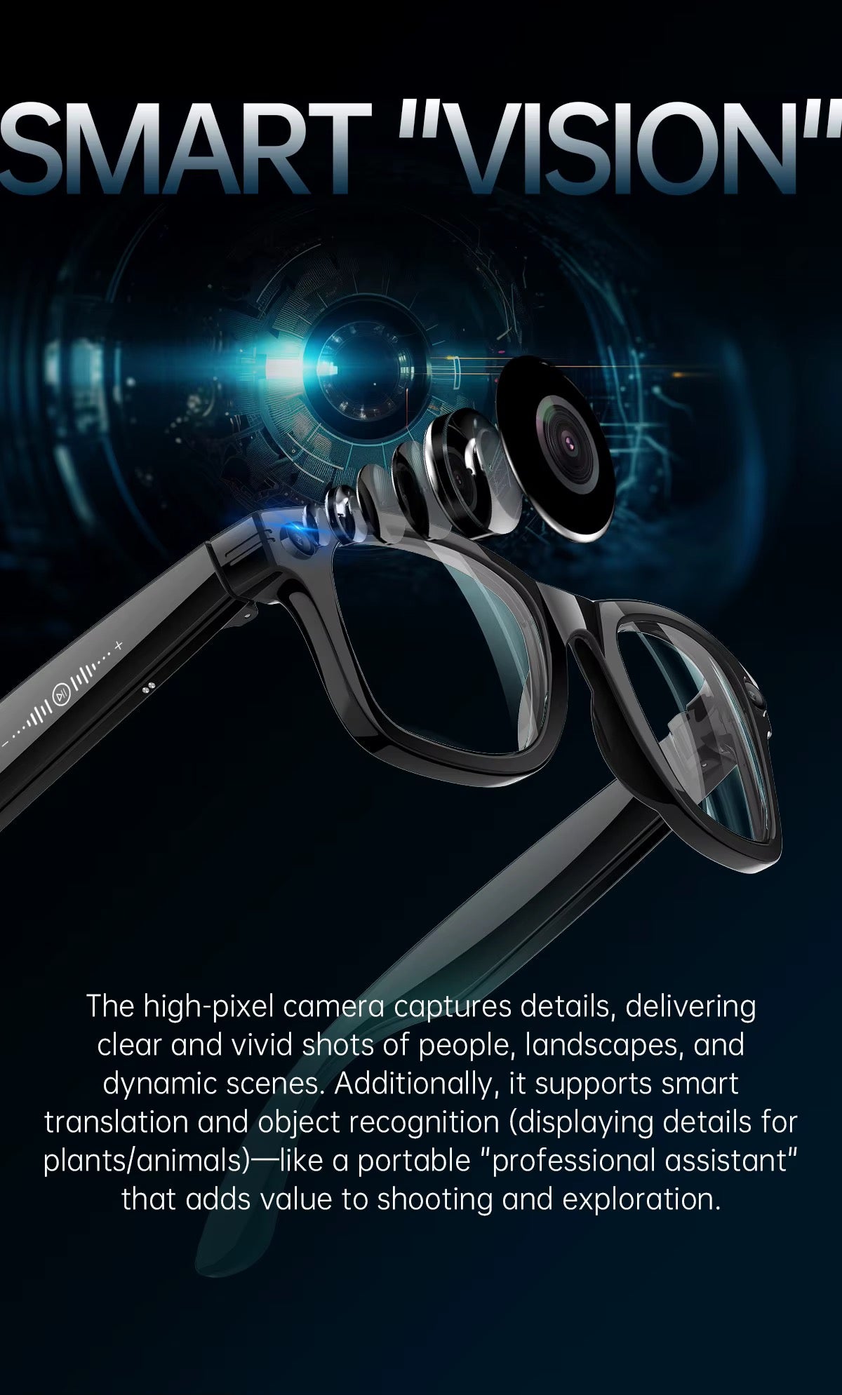 4K Smart AI Glasses 8MP Camera Recording Videos, Photos, Translation, Assistant