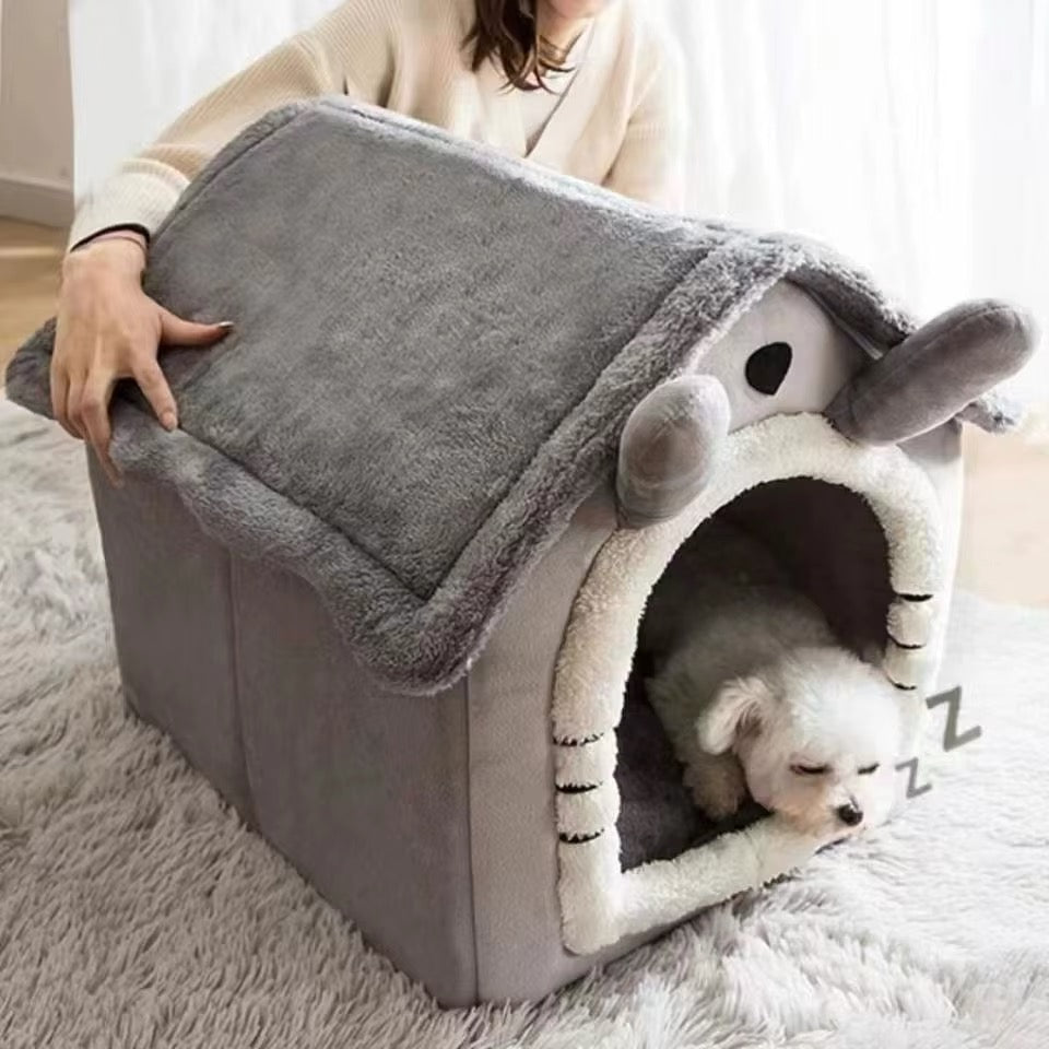 House Style Pet Bed for Small Dogs & Cats - Removable Machine Washable pet House