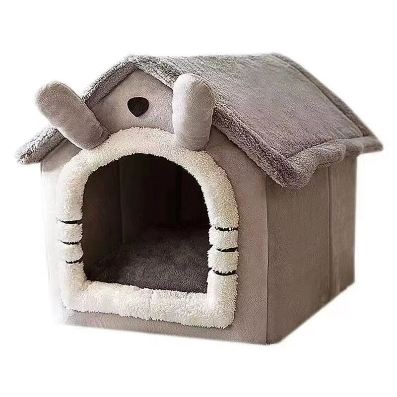 House Style Pet Bed for Small Dogs & Cats - Removable Machine Washable pet House