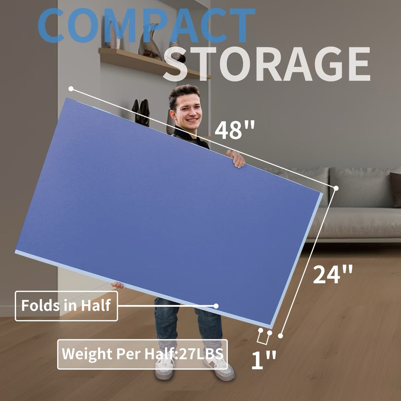 8ft Foldable Ping Pong Tabletop, Lightweight and Portable with Net and Posts
