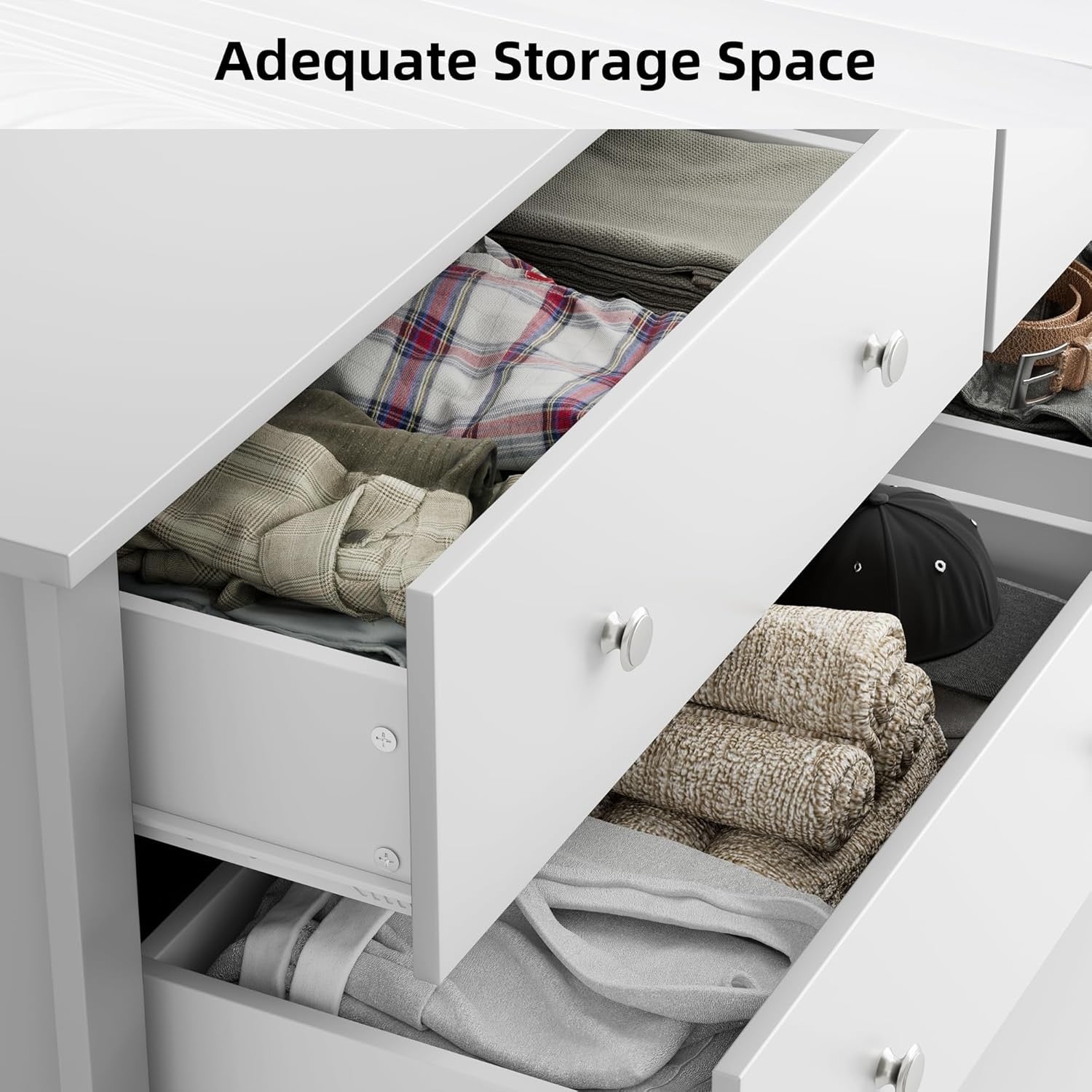 Flamaker 6 Drawer Double Dresser, Wide Wood Chest Of Drawers Storage