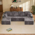 126" Modern Fabric Boneless Couch Sectional Couches With Ottoman