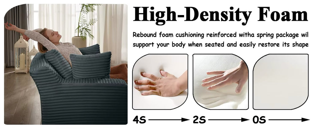 Oversized Chaise Lounge Chair with 3 Comfy Pillows for Living Room Bedroom