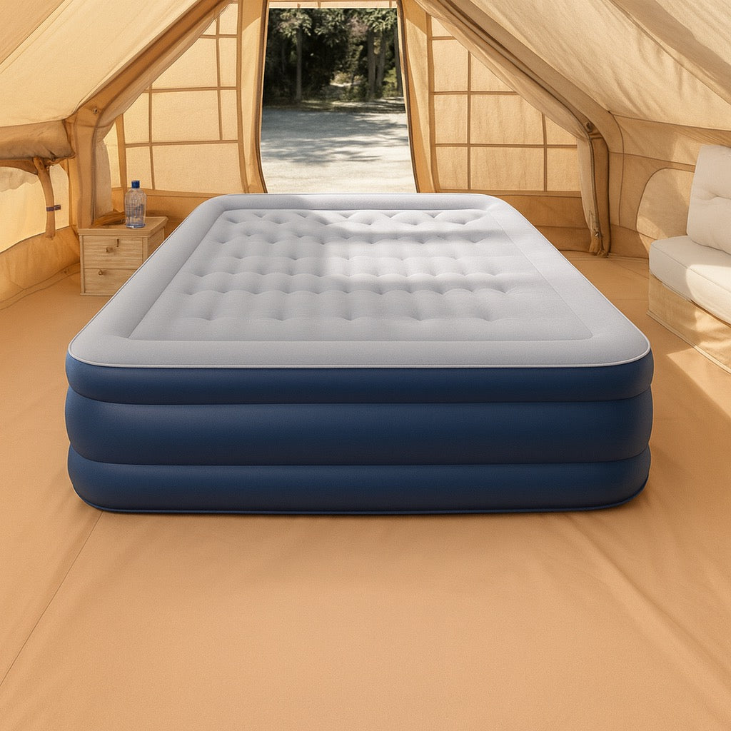 Double Flocked Inflatable Bed Home Thickened Outdoor Mattress With Electric pump