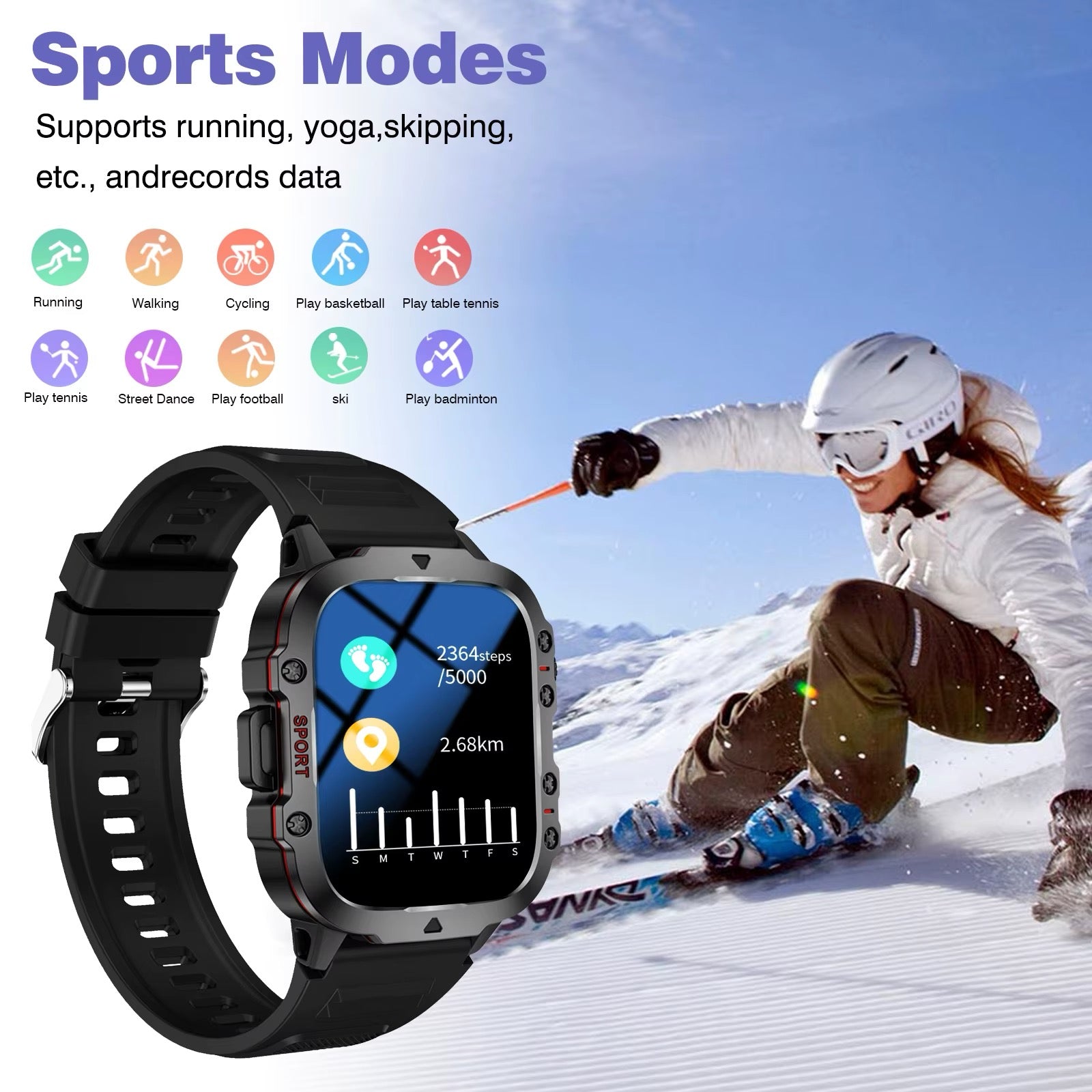 Ultra Durable Smart Watch Bluetooth Call and Message Suitable for iPhone/Android