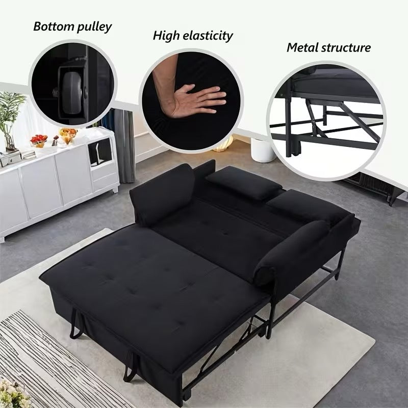 3-in-1 Multifunctional Sofa Bed With Side Storage Bag, Adjustable Backrest